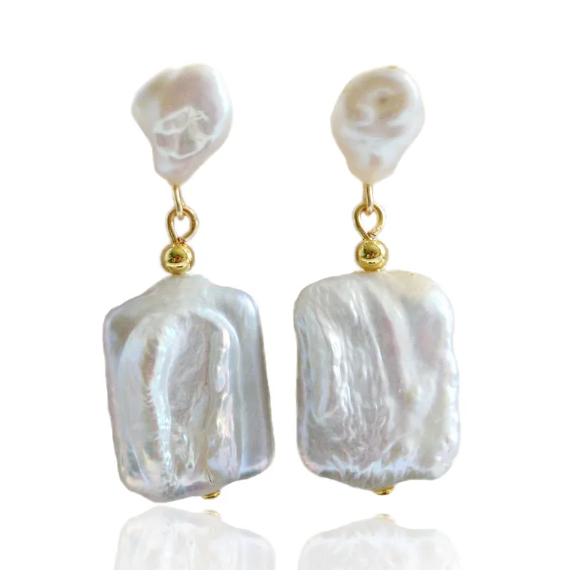 Pearl Earrings White Natural Freshwater Pearl Gold Silver Earrings Baroque Square Drop Earrings Bohemian Ladies Earrings
Pearl Earrings White Natural Freshwater Pearl Gold Silver Earrings Baroque Square Drop Earrings Bohemian Ladies Earrings
