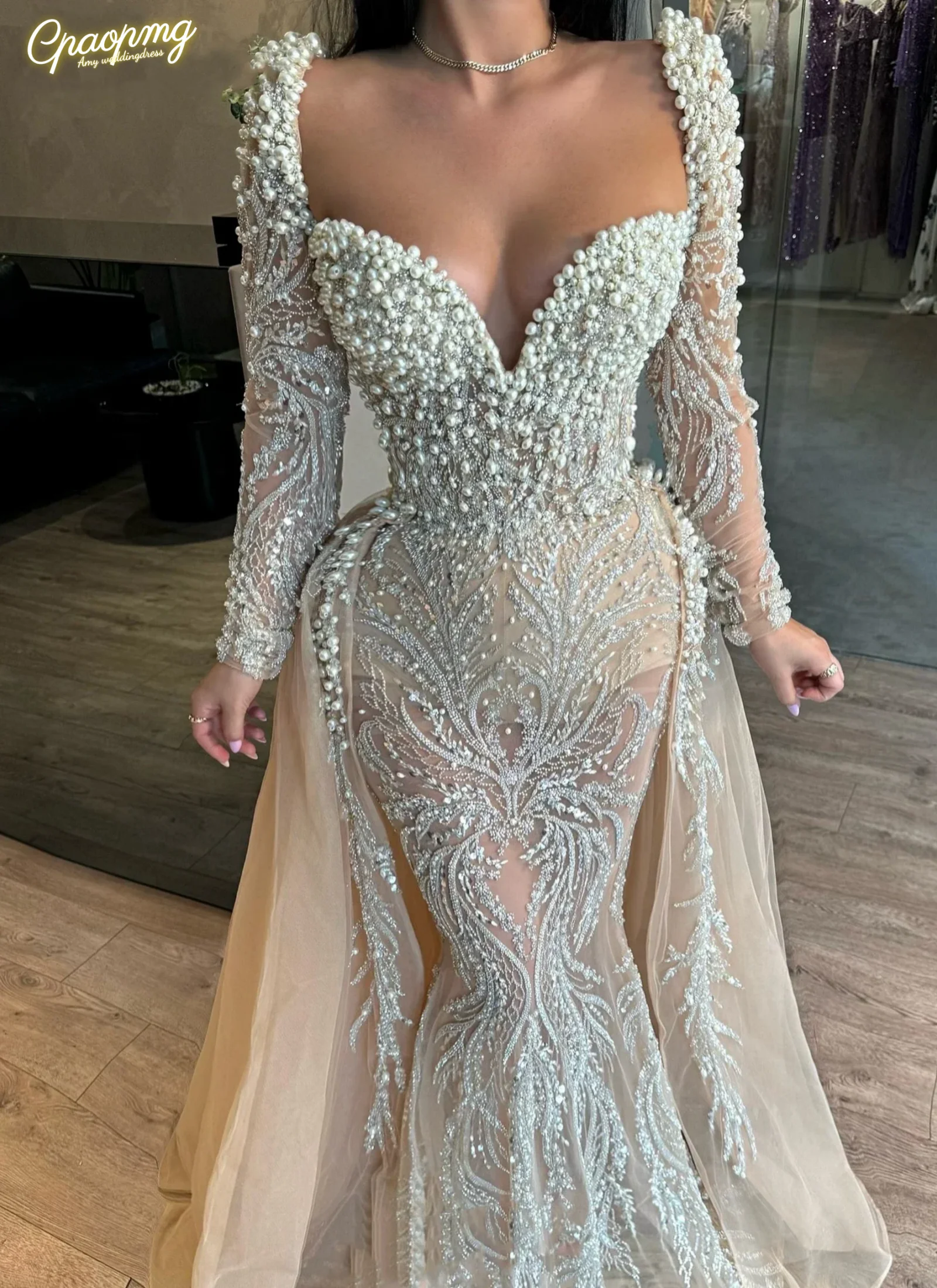 Customized Champagne Shine Pearls Lace Mermaid EveningDresses Long Sleeves Celebrity Gowns Vintage Prom Party Vestidos De Noche
Customized Champagne Shine Pearls Lace Mermaid EveningDresses Long Sleeves Celebrity Gowns Vintage Prom Party Vestidos De Noche
