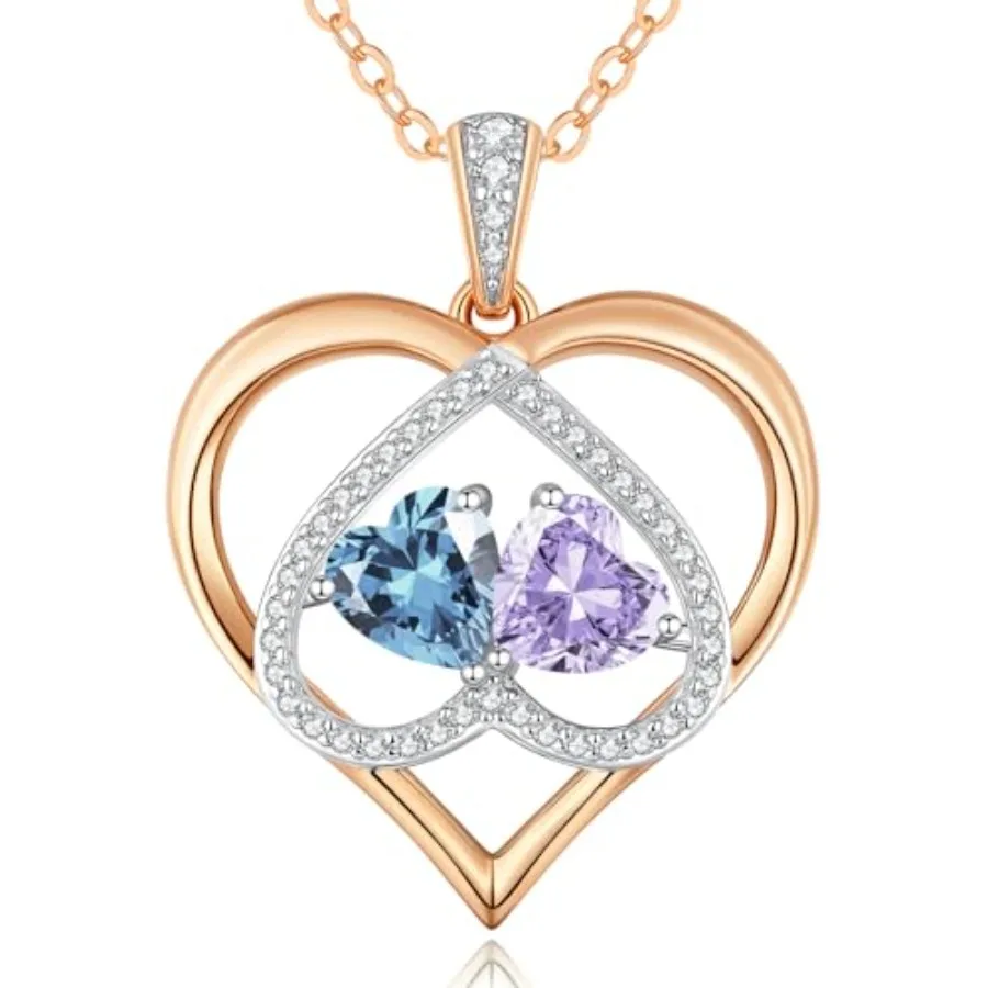 CDE Mothers Day Gifts for Women Rose Gold Double Birthstone Necklace for Women, Personalized Pendant Jewelry Mothers Day Birthd
CDE Mothers Day Gifts for Women Rose Gold Double Birthstone Necklace for Women, Personalized Pendant Jewelry Mothers Day Birthd