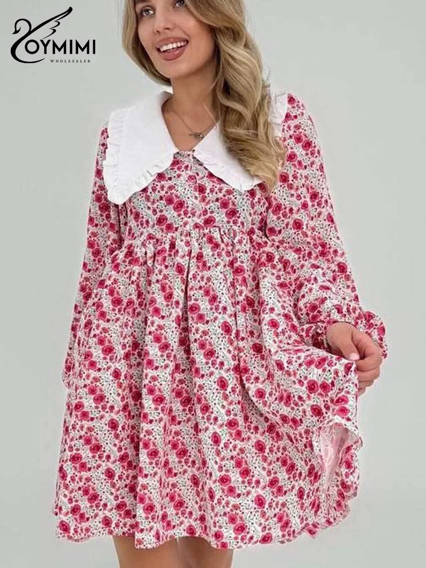 Oymimi Women's Pink Floral Print Mini Dress 2026 Spring Contrast Ruffle Collar Long Sleeve Loose Swing Casual Party Fashion Dres
Oymimi Women's Pink Floral Print Mini Dress 2026 Spring Contrast Ruffle Collar Long Sleeve Loose Swing Casual Party Fashion Dres