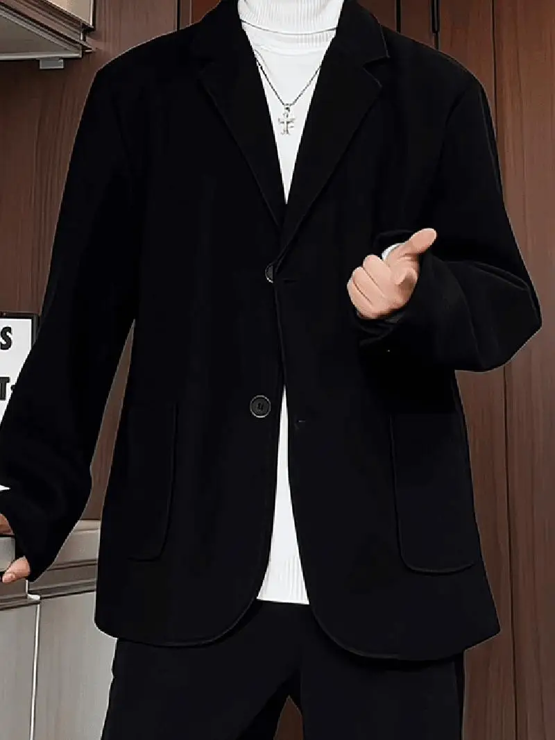 Korean Briti Sle ort Woolen Men's Spring Autumn High Collar Casual Suit lectual Windbreaker Warm Long Sve Coat
Korean Briti Sle ort Woolen Men's Spring Autumn High Collar Casual Suit lectual Windbreaker Warm Long Sve Coat
