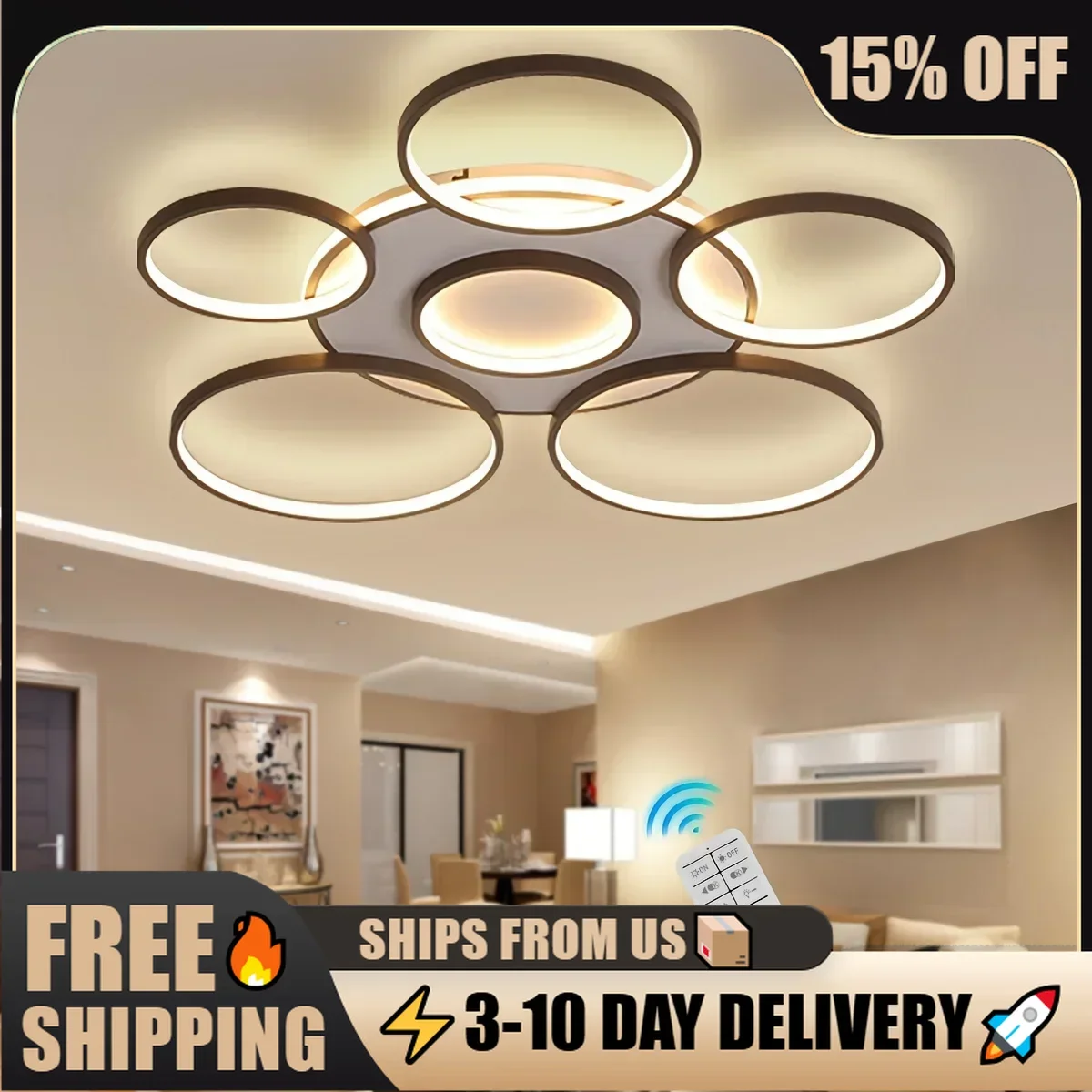 7 Circular Combination Ceiling Lights Seamless Dimming, Modern Decorative Fixture for Indoor Living Room, Bedroom&Dining Decor
7 Circular Combination Ceiling Lights Seamless Dimming, Modern Decorative Fixture for Indoor Living Room, Bedroom&Dining Decor