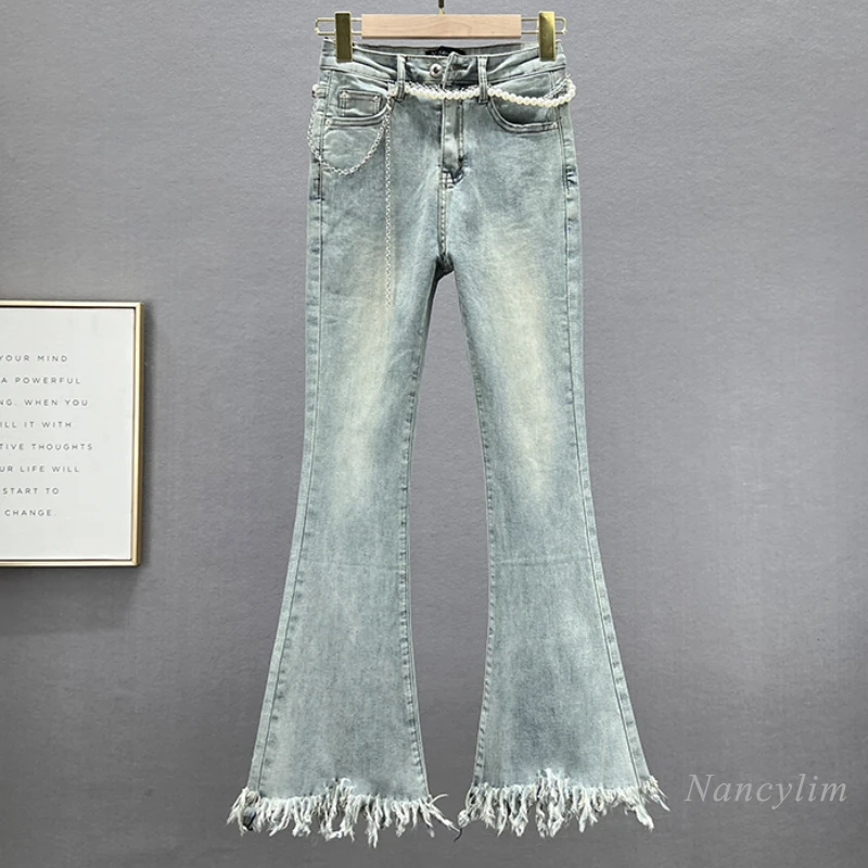 Raw Edge Denim Bell-Bottom Pants Women's 2024 New Spring and Summer Clothing High Waist Slim Fit Skinny Denim Jeans Trousers
Raw Edge Denim Bell-Bottom Pants Women's 2024 New Spring and Summer Clothing High Waist Slim Fit Skinny Denim Jeans Trousers
