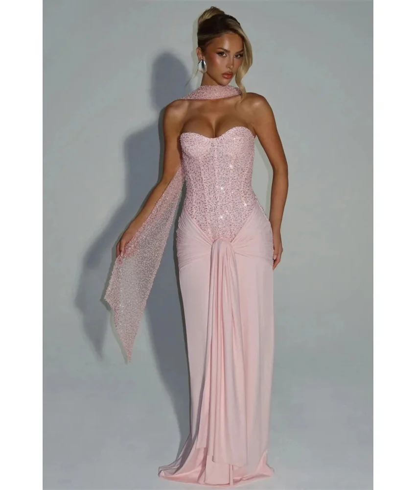 Customized Temperament Jersey Straight Sequined Evening Dress Delicate Sweetheart Sleeveless Floor Length Celebrity Gowns
Customized Temperament Jersey Straight Sequined Evening Dress Delicate Sweetheart Sleeveless Floor Length Celebrity Gowns