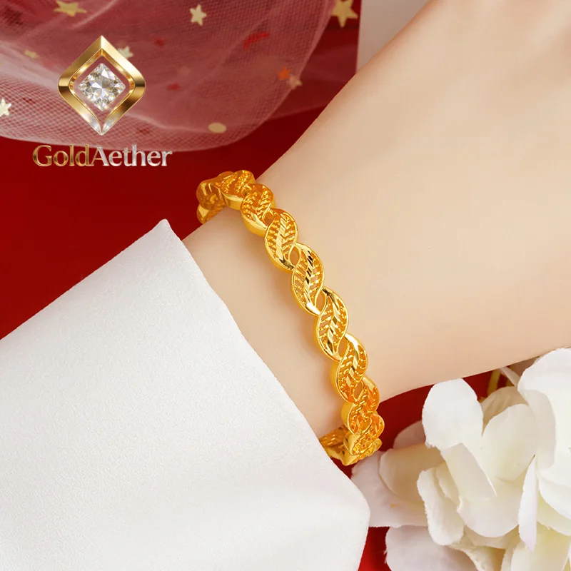 GoldAether Luxury 24K 9999 Pure Gold real gold Women's Leaf Bracelet Hollow Twist Buckle Bracelet
GoldAether Luxury 24K 9999 Pure Gold real gold Women's Leaf Bracelet Hollow Twist Buckle Bracelet