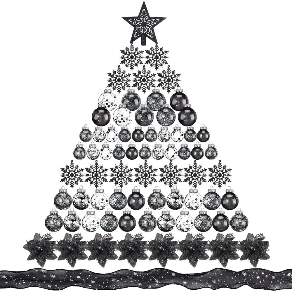 74-Piece Shatter-Resistant Plastic Christmas Ornament Set with Snowflakes, Ribbons, Poinsettias, and Tree Topper
74-Piece Shatter-Resistant Plastic Christmas Ornament Set with Snowflakes, Ribbons, Poinsettias, and Tree Topper