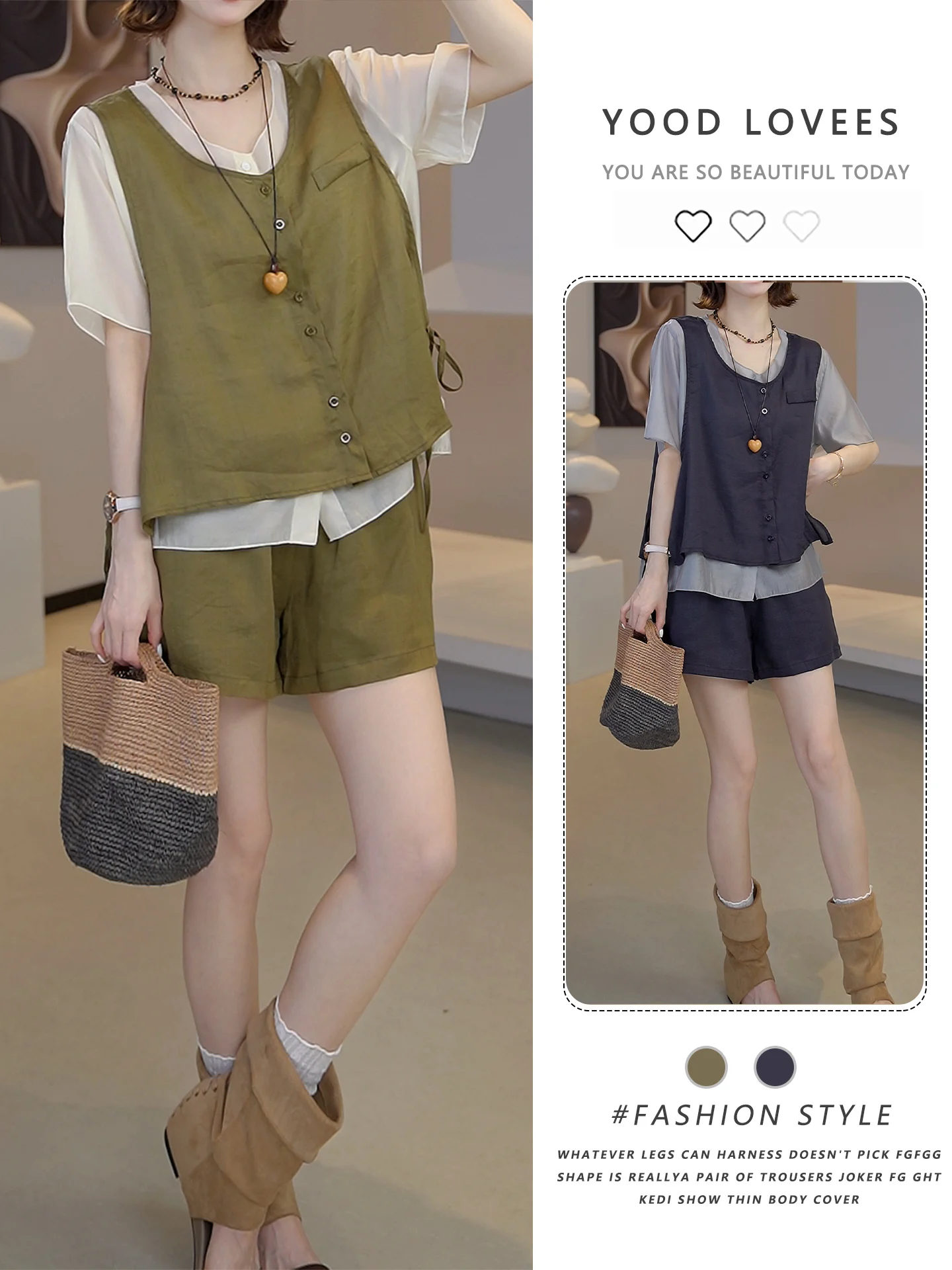 Korean Style Slimming Lightweight Splice Vest High Waist Wide Leg Shorts Women's Fashion Set Summer New Arrival Elegant
Korean Style Slimming Lightweight Splice Vest High Waist Wide Leg Shorts Women's Fashion Set Summer New Arrival Elegant