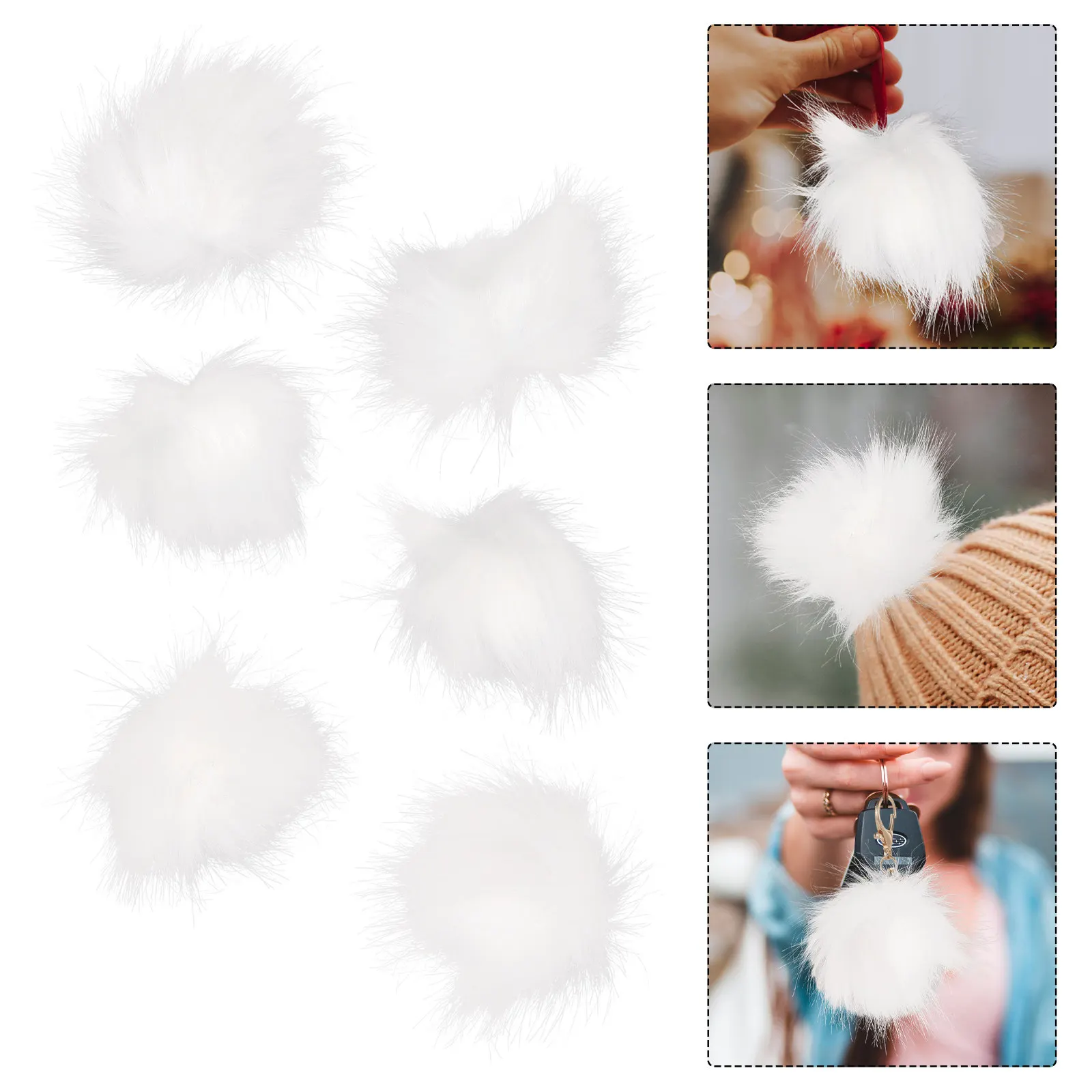 6Pcs Faux Fox Pom Pom Ball White Stylish Lightweight for Hats Bags Keychain Accessories Women Pompom Ball Pendant Bag Pendant
6Pcs Faux Fox Pom Pom Ball White Stylish Lightweight for Hats Bags Keychain Accessories Women Pompom Ball Pendant Bag Pendant