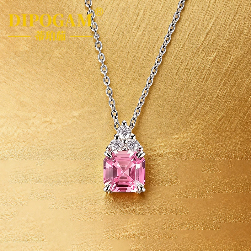 DIPOGAM 925 Sterling Silver Lab Created Pink Gemstone Necklace Asscher Cut Pendant Elegant Fine Jewelry Fashion Gift For Women
DIPOGAM 925 Sterling Silver Lab Created Pink Gemstone Necklace Asscher Cut Pendant Elegant Fine Jewelry Fashion Gift For Women