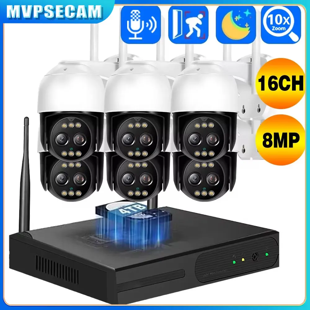 16CH 5MP Wifi NVR HD 8MP Dual Lens PTZ WIFI IP Home 10X Zoom Security Camera System Video H.265 CCTV Wireless Surveillance Kit
16CH 5MP Wifi NVR HD 8MP Dual Lens PTZ WIFI IP Home 10X Zoom Security Camera System Video H.265 CCTV Wireless Surveillance Kit