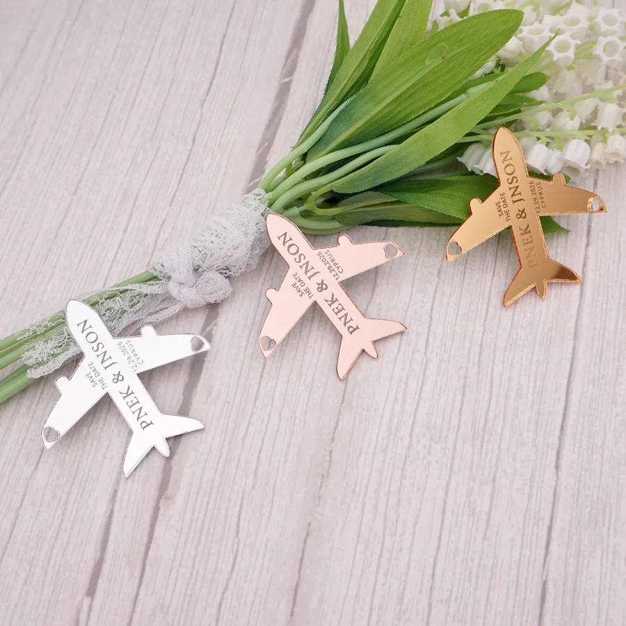 6.3x6.3cm Custom Save The Date, Plane Ticket invite Card Decor Personalized Acrylic Mirror Place Card Guest Invitation Card
6.3x6.3cm Custom Save The Date, Plane Ticket invite Card Decor Personalized Acrylic Mirror Place Card Guest Invitation Card