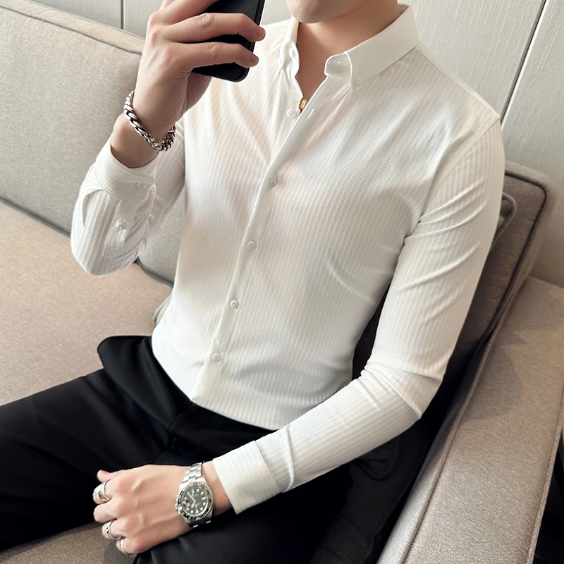 High-quality Striped Shirt Men's Long Sleeved Slim Fit Business Casual Shirt Versatile Office Social Shirt for Men Clothing 4XL
High-quality Striped Shirt Men's Long Sleeved Slim Fit Business Casual Shirt Versatile Office Social Shirt for Men Clothing 4XL