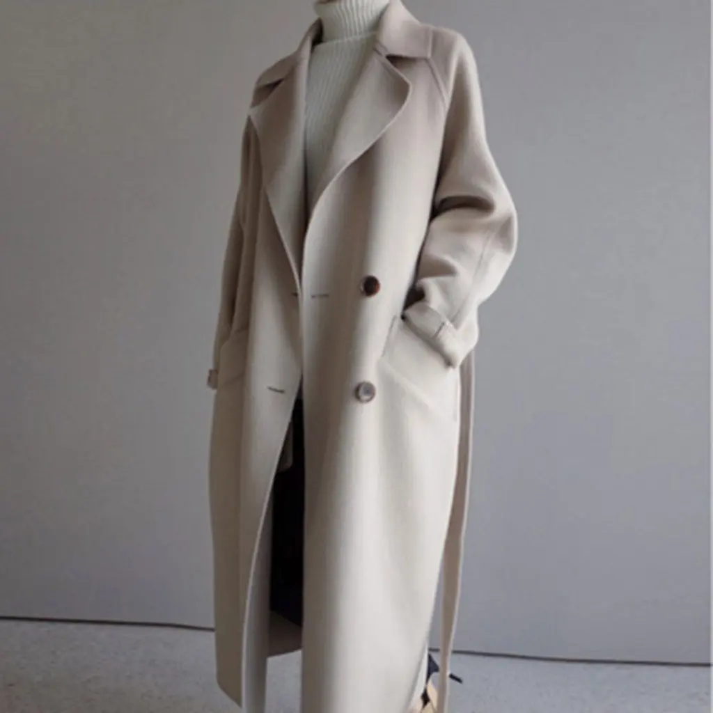 Women's Woolen Outwear Jacket Mid-Length Loose Over-The-Knee Waist Korean Style Autumn New
Women's Woolen Outwear Jacket Mid-Length Loose Over-The-Knee Waist Korean Style Autumn New