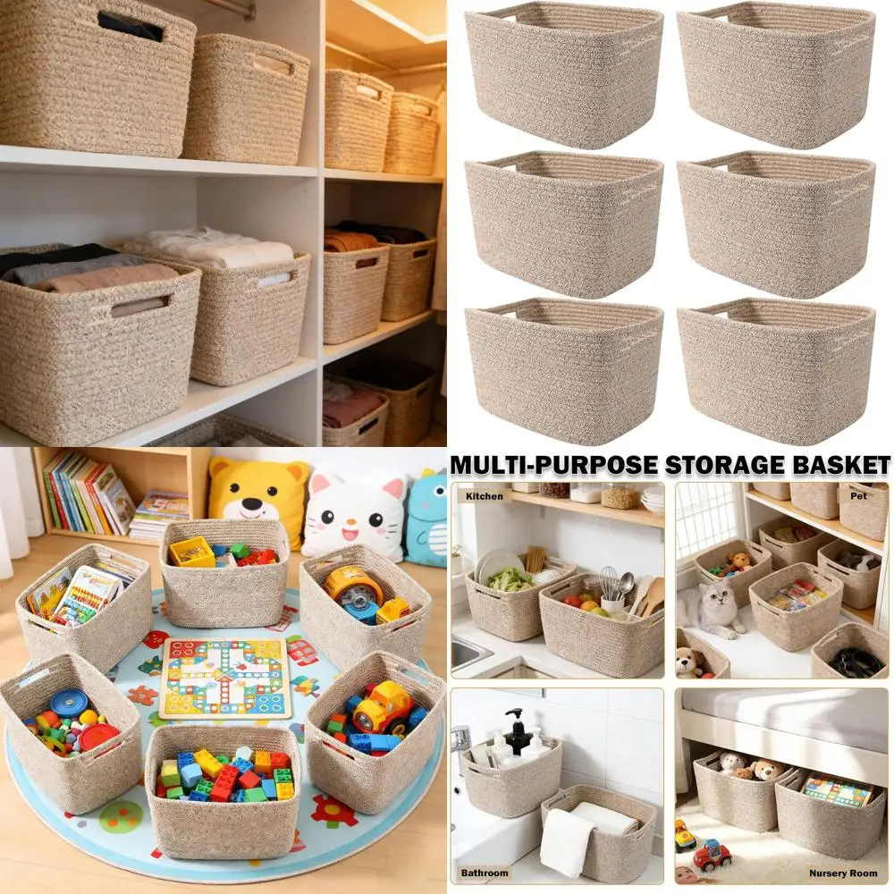 Set of 6 Woven Rope Baskets, 12.6x9x7.8 Storage Bins for Toys, Books, Towels, Clothes, Organizers, Home Decor, Brown
Set of 6 Woven Rope Baskets, 12.6x9x7.8 Storage Bins for Toys, Books, Towels, Clothes, Organizers, Home Decor, Brown