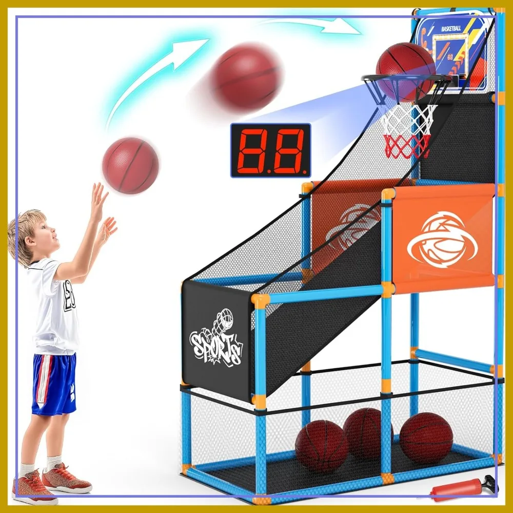 Arcade Basketball Game Set with Electronic Scoreboard & LED Light: Carnival Toys Hoop Indoor Outdoor with 4 Balls & Air Pump, Sports Gift for Kids 3-12
Arcade Basketball Game Set with Electronic Scoreboard & LED Light: Carnival Toys Hoop Indoor Outdoor with 4 Balls & Air Pump, Sports Gift for Kids 3-12