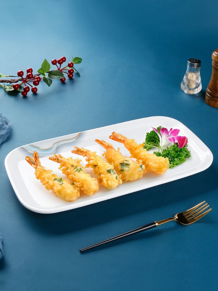 Commercial Rectangular Plate Hotel Style Cucumber Salad Shrimp Roll Special Long Strip Plate Chinese New Style Dishware
Commercial Rectangular Plate Hotel Style Cucumber Salad Shrimp Roll Special Long Strip Plate Chinese New Style Dishware