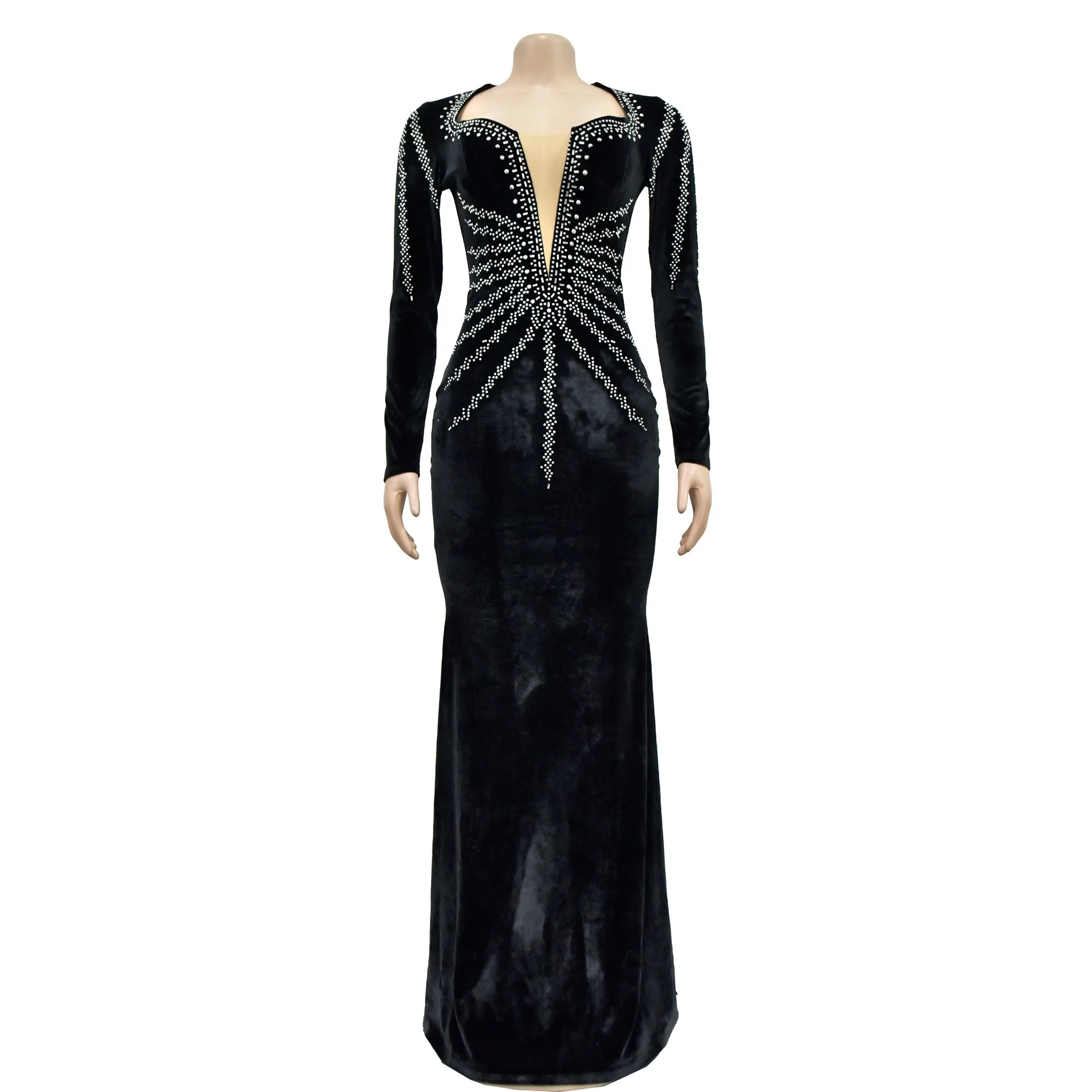 Sexy Party Nightclub Dance Gathering Club Banquet Solid Color Rhinestone Embellished Long Sleeve Maxi Dress
Sexy Party Nightclub Dance Gathering Club Banquet Solid Color Rhinestone Embellished Long Sleeve Maxi Dress