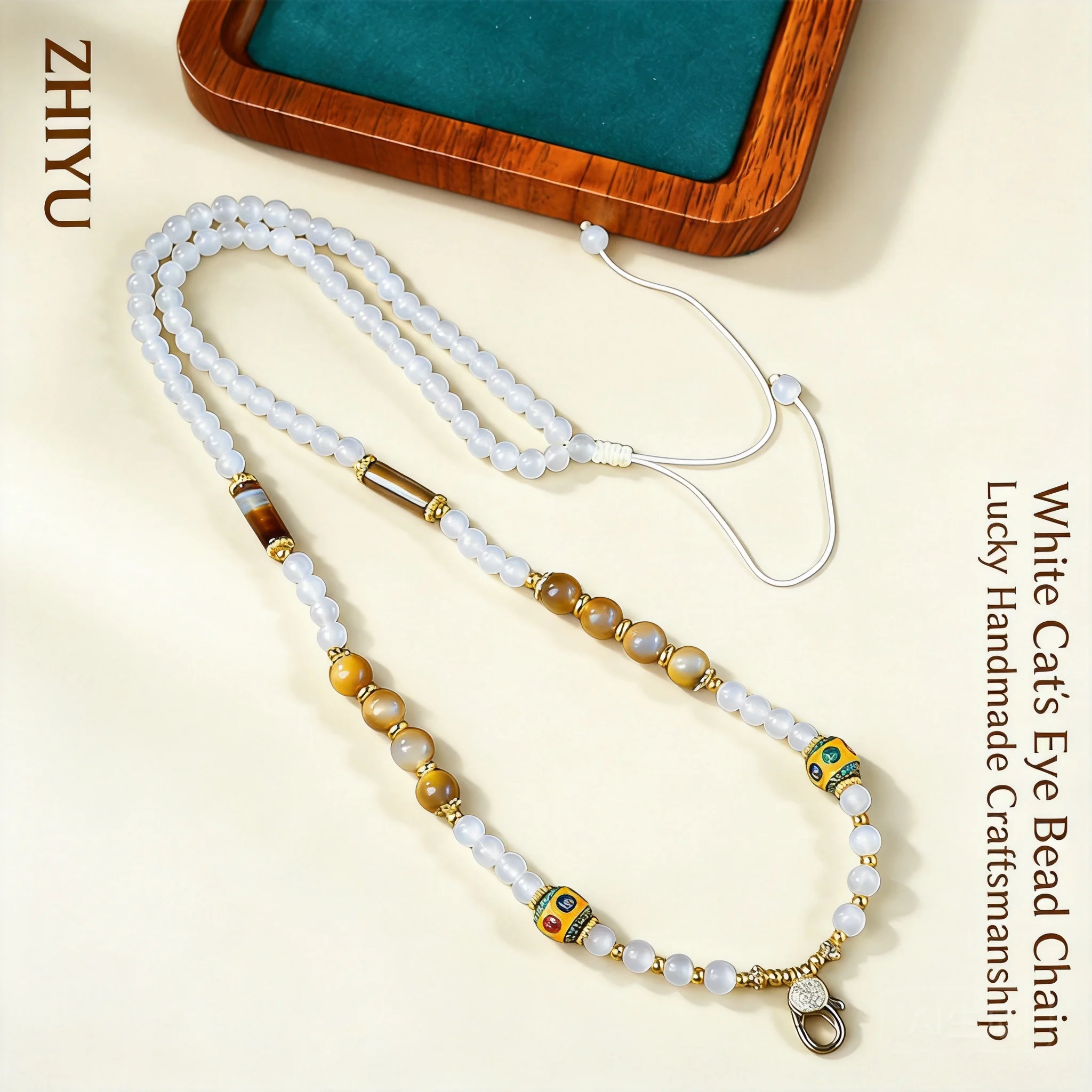 Chinese Style Auspicious 6mm Cat Eye Stone Beaded Necklace Handmade Adjustable Thangka Buddha Amulet Pendant Chain Good Luck Ble
Chinese Style Auspicious 6mm Cat Eye Stone Beaded Necklace Handmade Adjustable Thangka Buddha Amulet Pendant Chain Good Luck Ble
