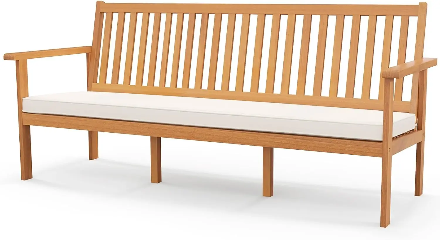 64’’ Outdoor Be h Acacia Wood - 3-Person Patio Be h w/Slatted Backrest, Armrests & Removable Seat Cushion, Wooden Fr
64’’ Outdoor Be h Acacia Wood - 3-Person Patio Be h w/Slatted Backrest, Armrests & Removable Seat Cushion, Wooden Fr