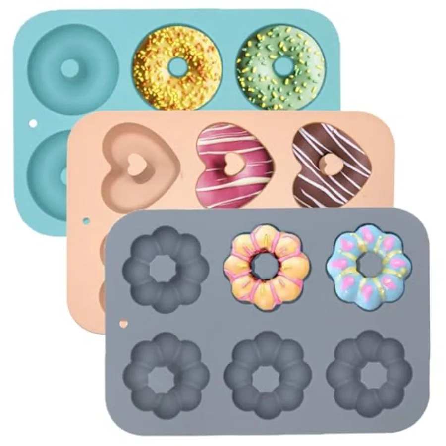 3 Pack Silicone Donut Pan for Baking, Non-Stick Doughnut Pan, 6 Cavity Fluted Tube Cake Silicone Mold for Baking Blue+Gray+Pink
3 Pack Silicone Donut Pan for Baking, Non-Stick Doughnut Pan, 6 Cavity Fluted Tube Cake Silicone Mold for Baking Blue+Gray+Pink