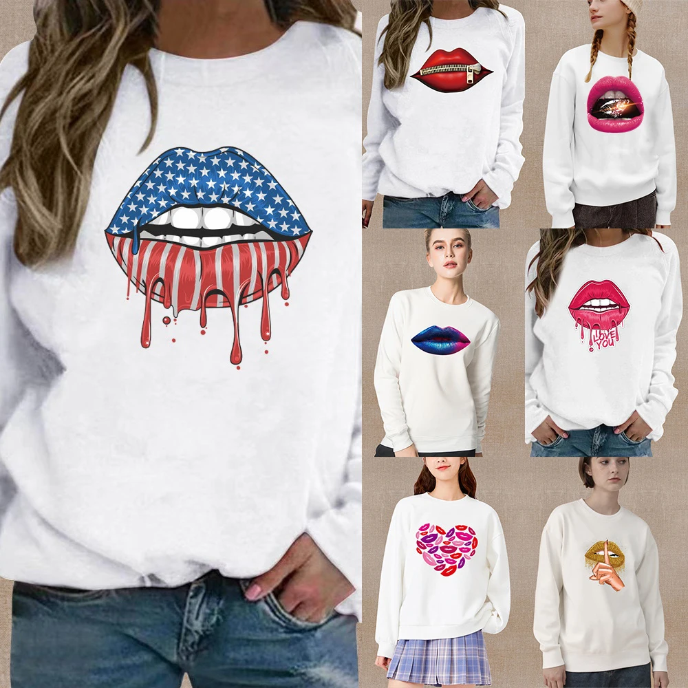 Women's Clothing Long-sleeved Sweatshirt Pullover Casual Slim Sexy Lip Pattern Printing Series O-neck Autumn Warm Soft Hoodie
Women's Clothing Long-sleeved Sweatshirt Pullover Casual Slim Sexy Lip Pattern Printing Series O-neck Autumn Warm Soft Hoodie