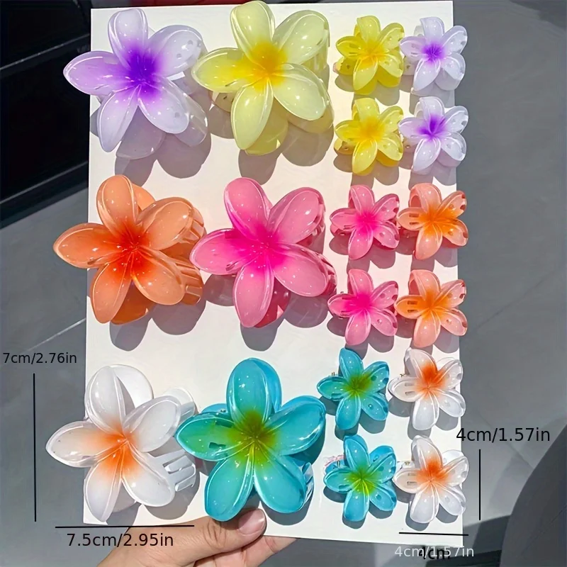 18Pcs Candy Color Flower Hair Clips Set, Gradient Egg-Shaped Ponytail & Claw Clips for Women, Vacation & Daily Hair Accessories
18Pcs Candy Color Flower Hair Clips Set, Gradient Egg-Shaped Ponytail & Claw Clips for Women, Vacation & Daily Hair Accessories