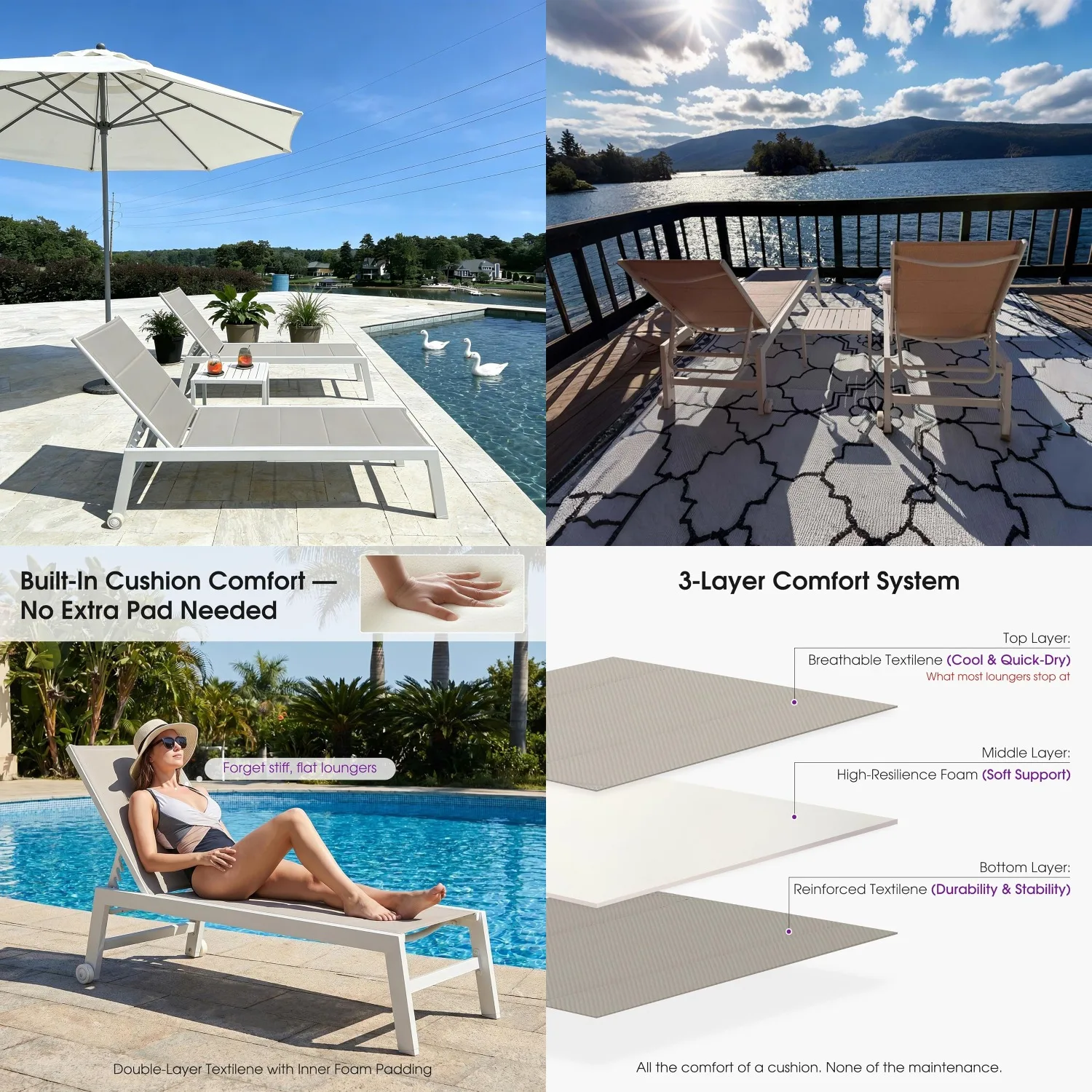 Adjustable Aluminum Outdoor Chaise Lounge Set Sunbathing Recliner with Side Table for Poolside Beach Patio Khaki, Customized
Adjustable Aluminum Outdoor Chaise Lounge Set Sunbathing Recliner with Side Table for Poolside Beach Patio Khaki, Customized