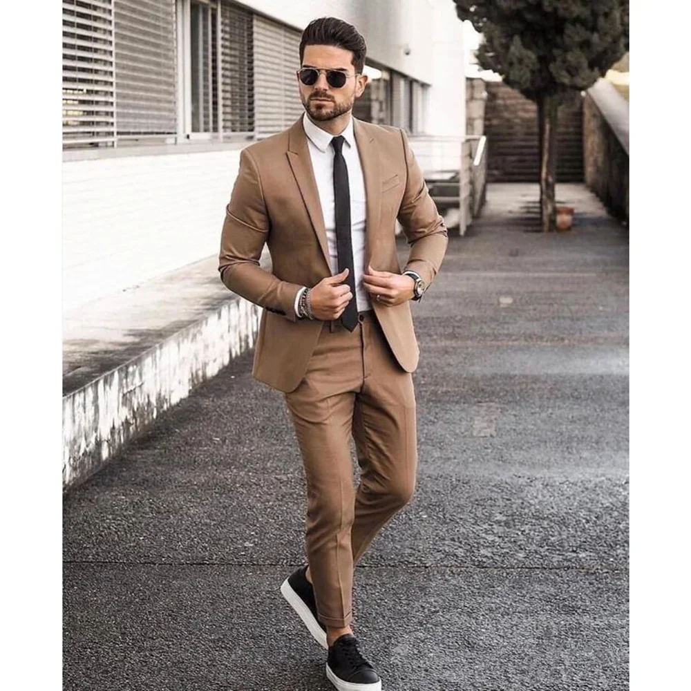 Brown Peak Lapel Solid Men Suits Fashion Business Wedding Groom Tuxedo Formal Casual Slim Fit 2 Piece Set Costume Homme 2024
Brown Peak Lapel Solid Men Suits Fashion Business Wedding Groom Tuxedo Formal Casual Slim Fit 2 Piece Set Costume Homme 2024