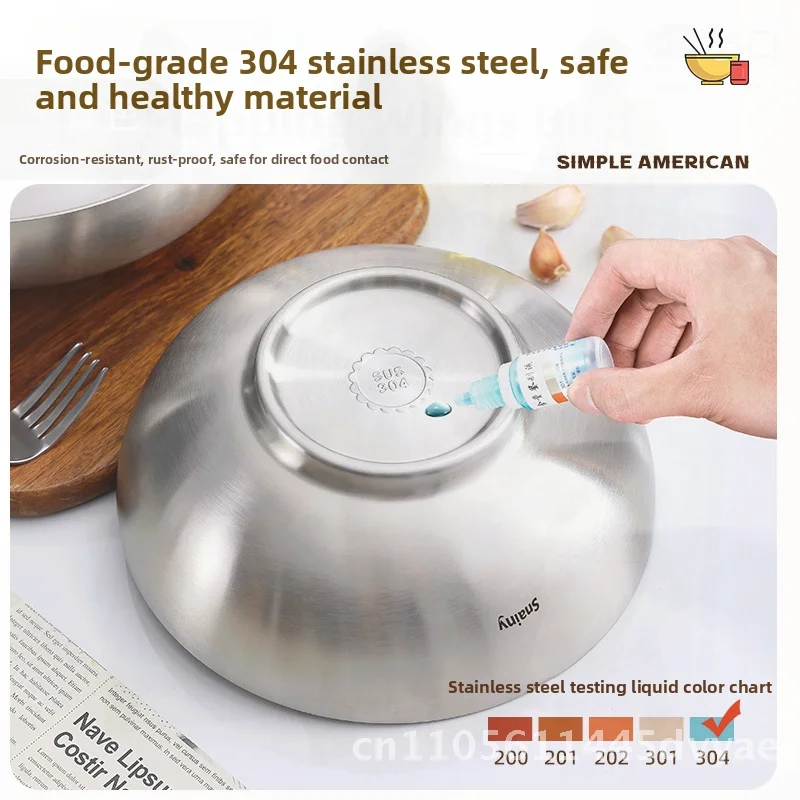 304 Stainless Steel Japanese-Style Double-Layer Ramen Bowl Anti-Scald Thickened Household Food-Grade Soup Bowl round Shape
304 Stainless Steel Japanese-Style Double-Layer Ramen Bowl Anti-Scald Thickened Household Food-Grade Soup Bowl round Shape