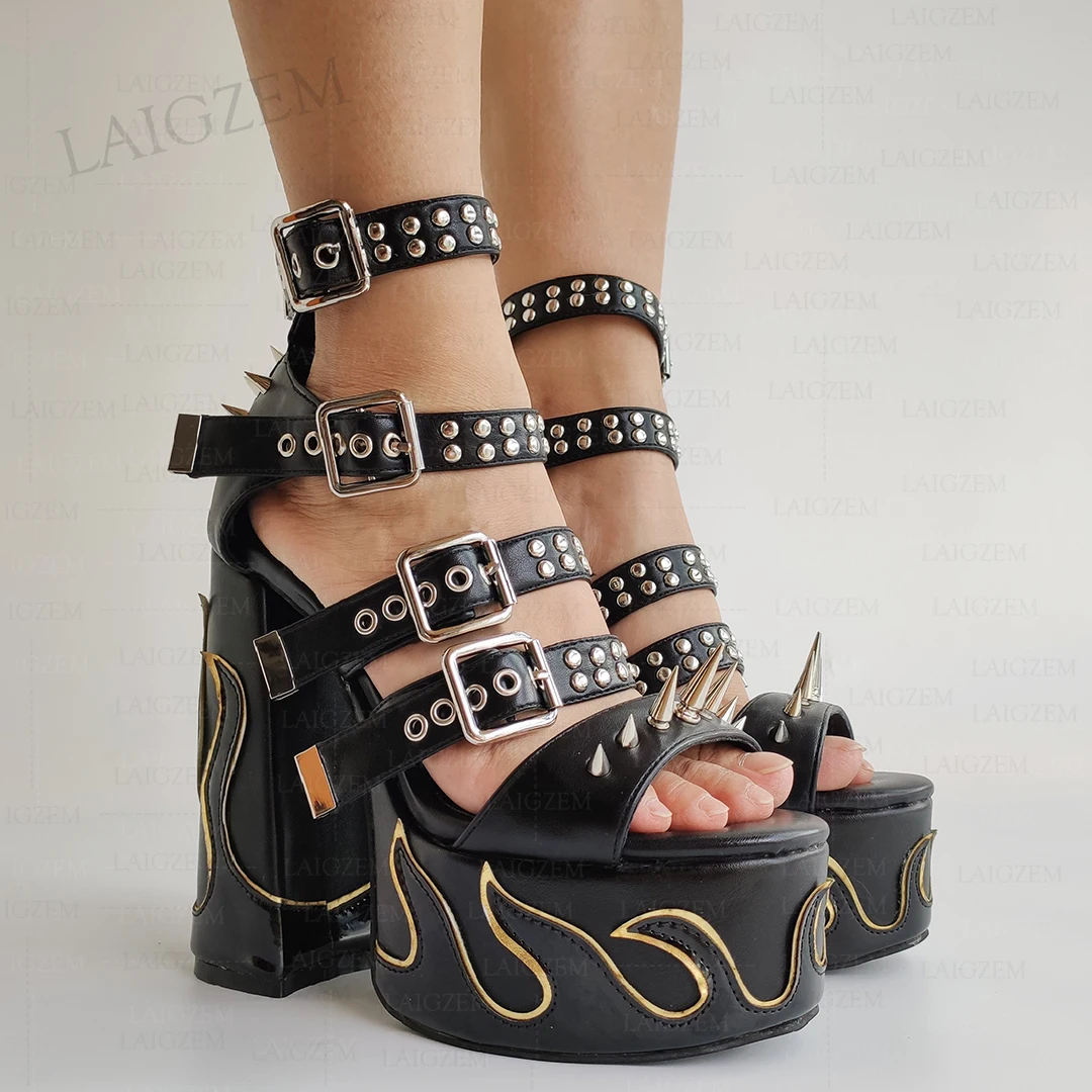 LAIGZEM Women Sandals Studded Buckle Straps Fire Thick Square High Heels Sandals Party Pumps Shoes Woman Large Size 38 41 43 47
LAIGZEM Women Sandals Studded Buckle Straps Fire Thick Square High Heels Sandals Party Pumps Shoes Woman Large Size 38 41 43 47