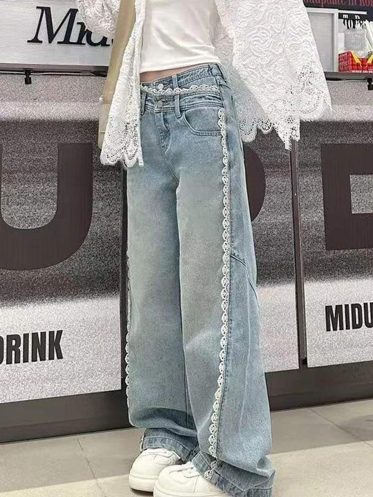 Весенние новые кружевные женские джинсы с высокой талией, свободные повседневные утягивающие прямые брюки, синие повседневные джинсы со стойкой
Весенние новые кружевные женские джинсы с высокой талией, свободные повседневные утягивающие прямые брюки, синие повседневные джинсы со стойкой
