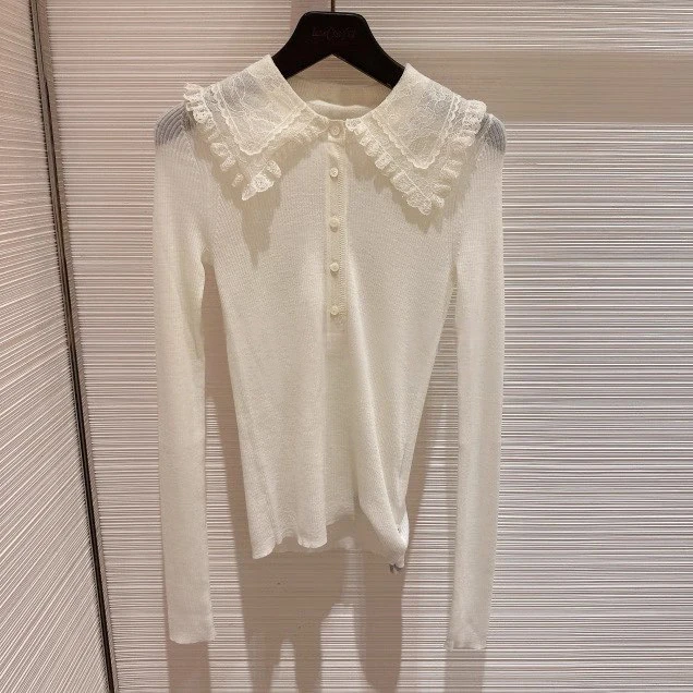 Sweet Style Lace Peter Pan Collar Wool Sweater Women's Long Sleeve Slim Thin White Knitted Tops
Sweet Style Lace Peter Pan Collar Wool Sweater Women's Long Sleeve Slim Thin White Knitted Tops