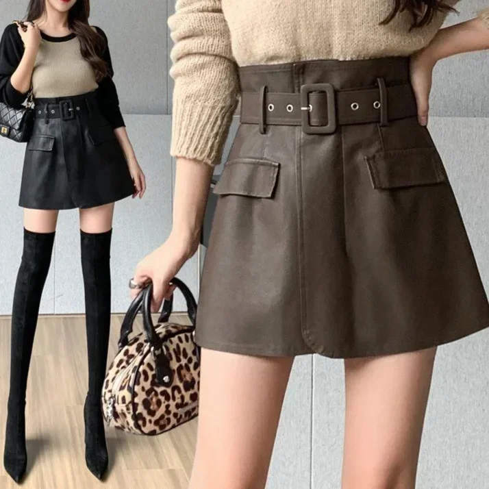 Mini Dress High-Waisted A- Line Skirt Elegant Fashionable PU Leather Spring Autumn New Style Women's Hip Wrap Dress
Mini Dress High-Waisted A- Line Skirt Elegant Fashionable PU Leather Spring Autumn New Style Women's Hip Wrap Dress