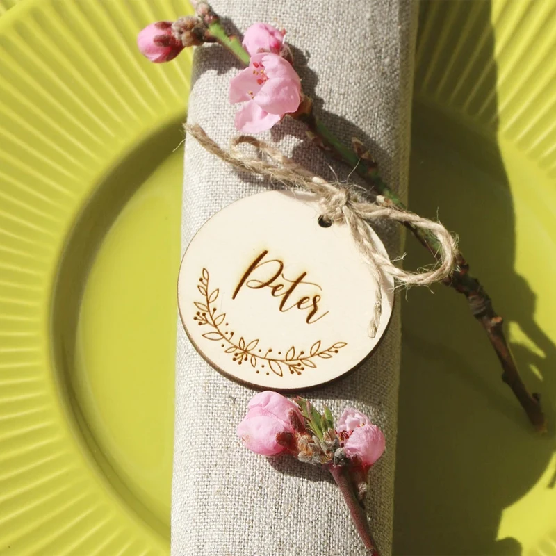 Personalized Wooden Name Tag Custom Name Plate Wedding Place Cards Round Wood Tag Gifts for Wedding Guests, ROPE NOT INCLUDED
Personalized Wooden Name Tag Custom Name Plate Wedding Place Cards Round Wood Tag Gifts for Wedding Guests, ROPE NOT INCLUDED