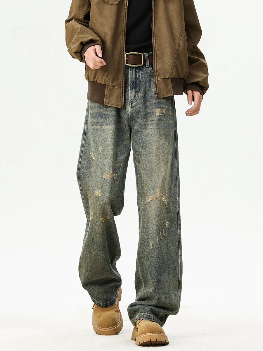Retro American Waed Hole Denim Jeans Men's Autumn Winter Trendy High Street Loose Straight Casual Wide Leg Pants
Retro American Waed Hole Denim Jeans Men's Autumn Winter Trendy High Street Loose Straight Casual Wide Leg Pants