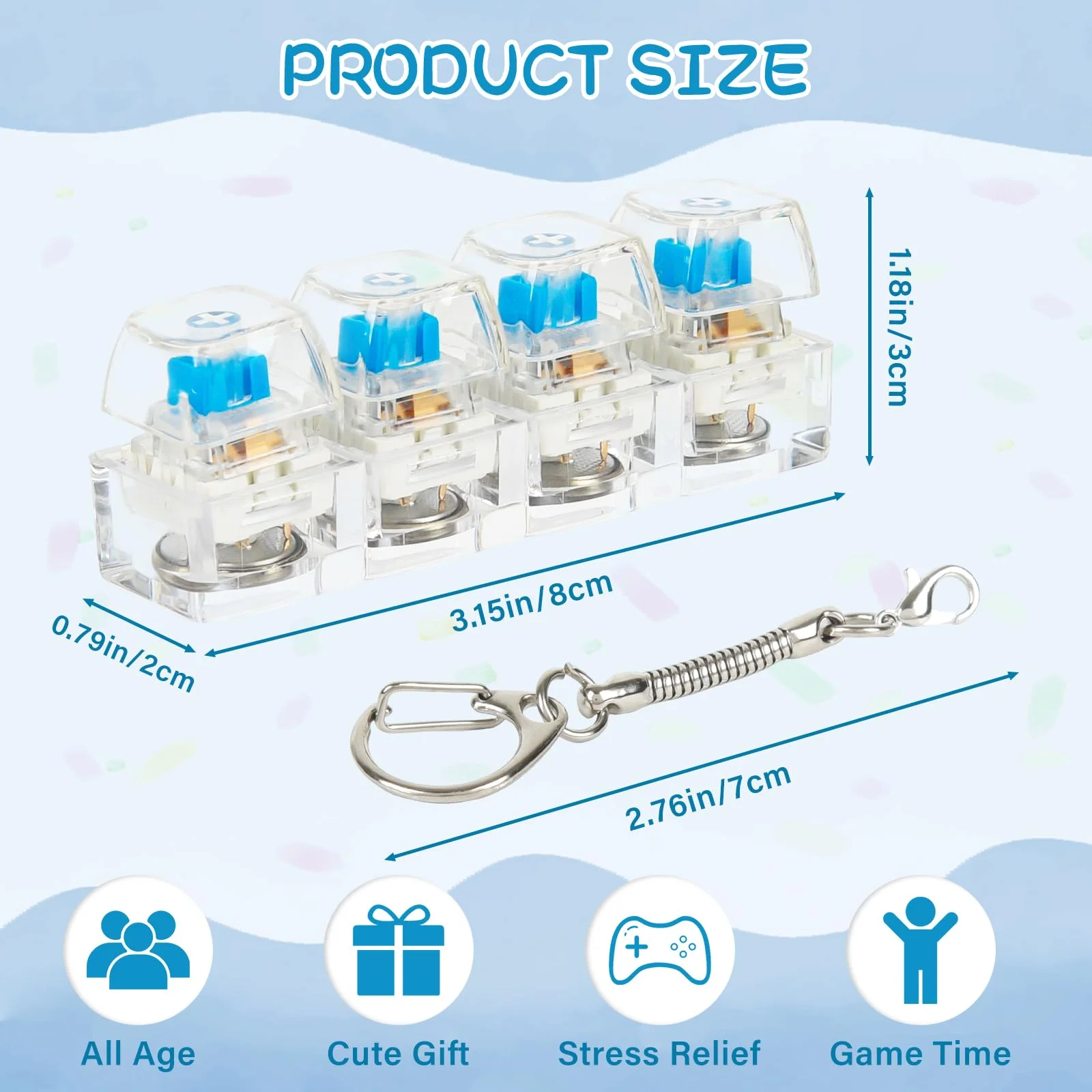 Fidget Clicker Keychain: Mechanical Switch Tester LED Backlit Toy, ASMR Stress Relief Pendant, Aesthetic Bag Charm for Gamers
Fidget Clicker Keychain: Mechanical Switch Tester LED Backlit Toy, ASMR Stress Relief Pendant, Aesthetic Bag Charm for Gamers