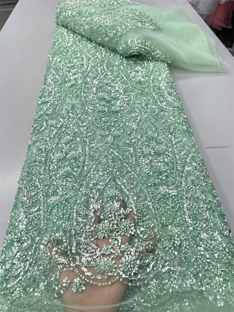 Africa Groom Beaded Lace Fabric 5 Yards High Quality French Sequin Lace Fabric for Bridal Wedding Evening Dress Sewing
Africa Groom Beaded Lace Fabric 5 Yards High Quality French Sequin Lace Fabric for Bridal Wedding Evening Dress Sewing