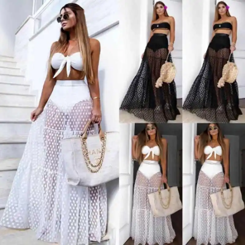 Beach Big Swing Skirt Women See-through Half-length A-line Skirts High-waisted Street Style Polyester Cotton Gored Skirts
Beach Big Swing Skirt Women See-through Half-length A-line Skirts High-waisted Street Style Polyester Cotton Gored Skirts