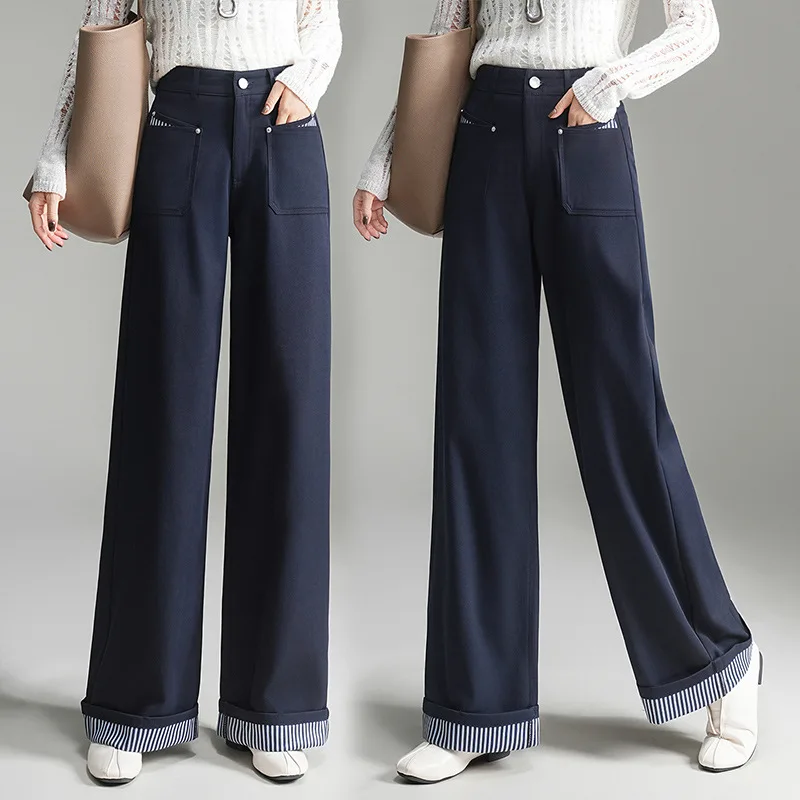 Модные тенденции, узкие широкие брюки с цветными блоками для женщин, осенние новые драпированные утягивающие прямые повседневные брюки с высокой талией, тренд
Модные тенденции, узкие широкие брюки с цветными блоками для женщин, осенние новые драпированные утягивающие прямые повседневные брюки с высокой талией, тренд