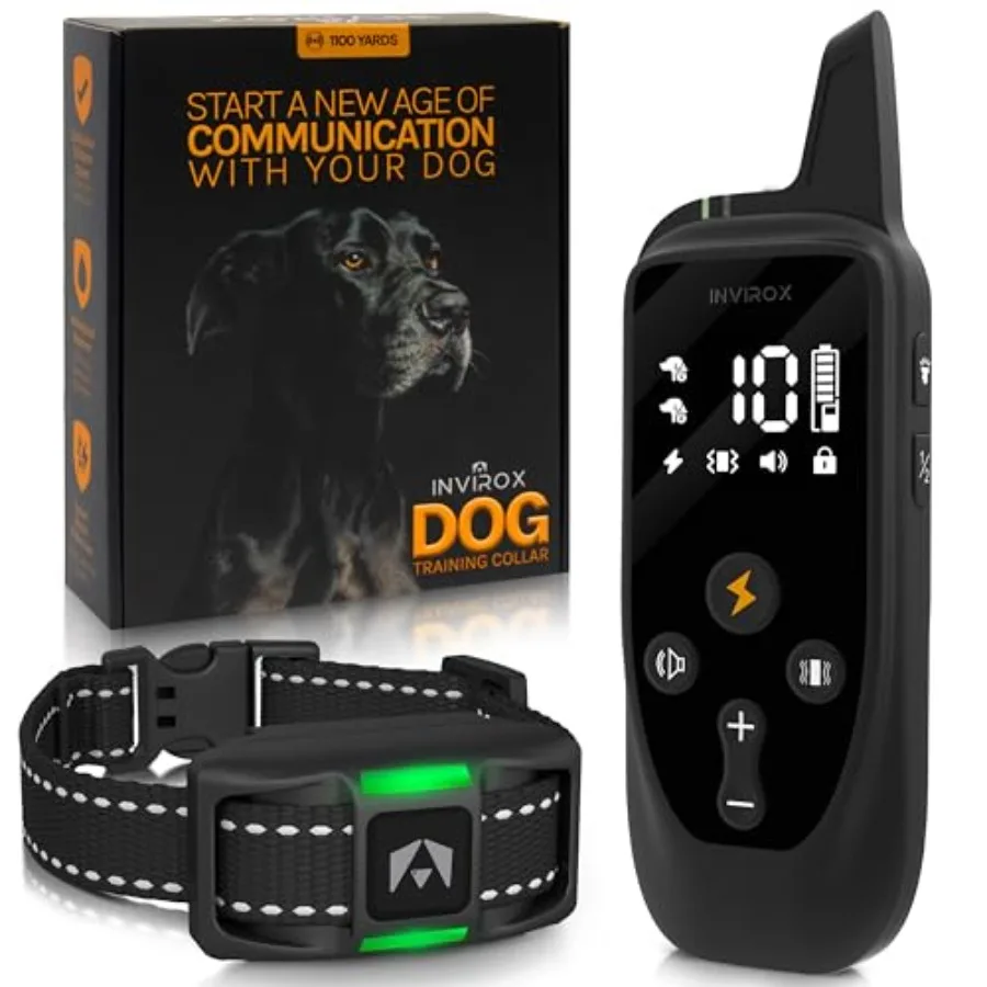 Dog training collar for outdoor use, ABS plastic, black, 123-level shock control with 1100 yd range, waterproof rechargeable sy
Dog training collar for outdoor use, ABS plastic, black, 123-level shock control with 1100 yd range, waterproof rechargeable sy