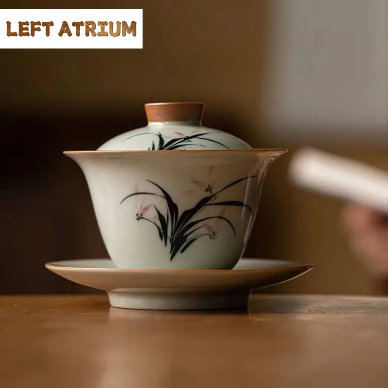 160ml Hand-painted Orchid Ceramic Tea Tureen Handmade Plant Ash Sancai Cover Bowl Tea Maker Tea Bowl Kungfu Tea Set Tea Ceremony
160ml Hand-painted Orchid Ceramic Tea Tureen Handmade Plant Ash Sancai Cover Bowl Tea Maker Tea Bowl Kungfu Tea Set Tea Ceremony