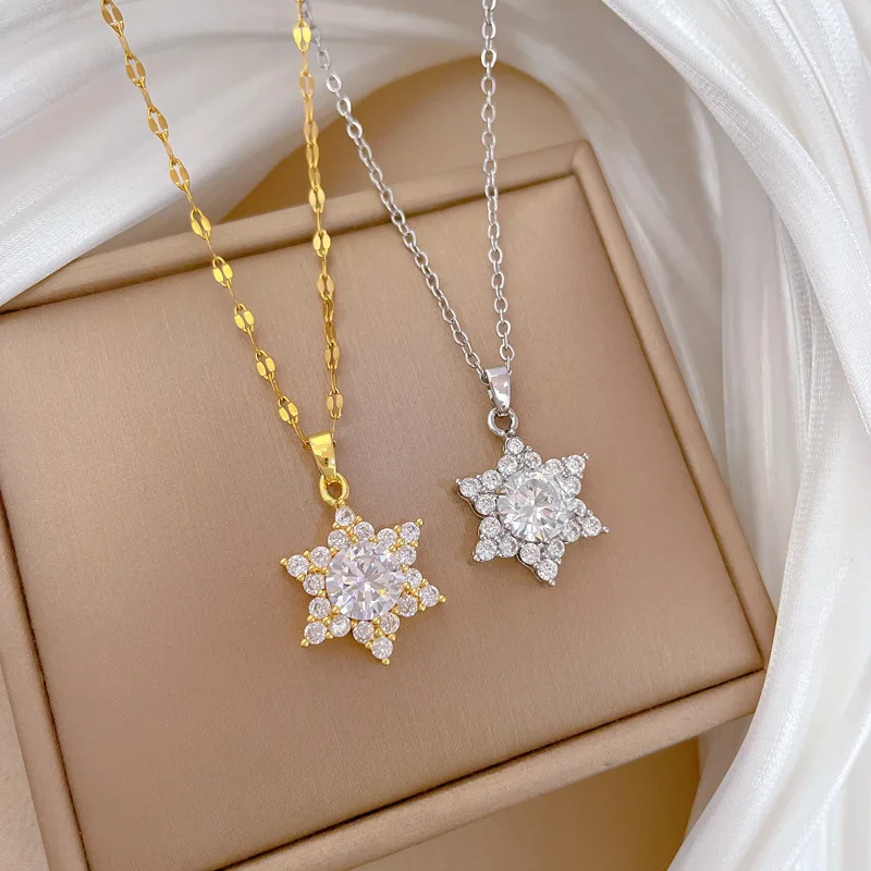 Hexagram Full Crystal Zircon Pendant Necklace for Women Luxury Titanium Steel Clavicle Chain Girls Gift Jewelry
Hexagram Full Crystal Zircon Pendant Necklace for Women Luxury Titanium Steel Clavicle Chain Girls Gift Jewelry