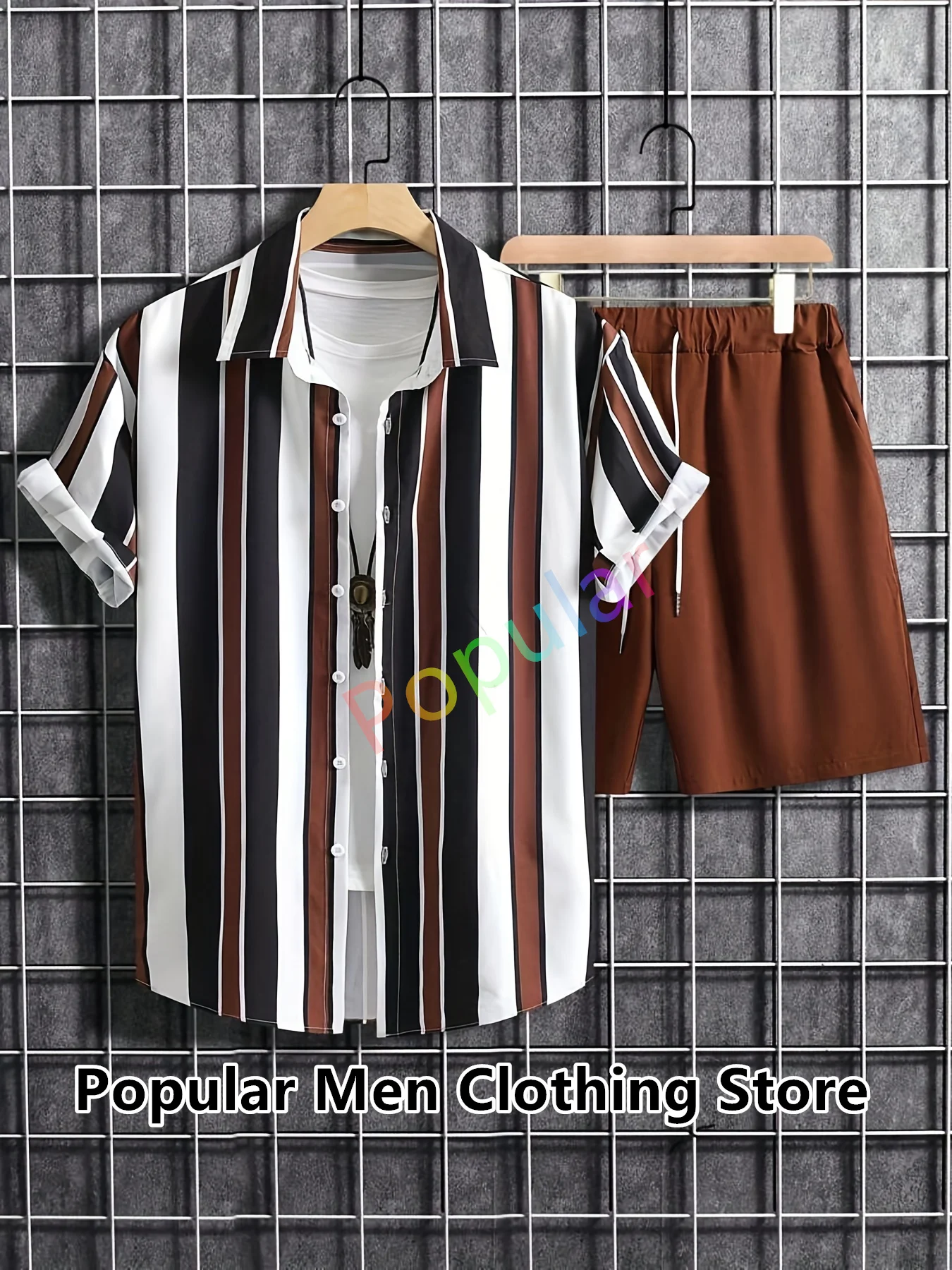 Summer New Men's Striped Shirt Shorts Set Hawaiian Short Sleeve Shirt Beach Vacation Clothes Button Up Shirts 2 Piece Outfit
Summer New Men's Striped Shirt Shorts Set Hawaiian Short Sleeve Shirt Beach Vacation Clothes Button Up Shirts 2 Piece Outfit