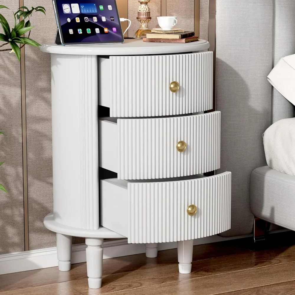 3 Drawers Nightstand, Wood End Table with Charging Station,Modern Round End Tables Living Room,Oval Side Table with Storage
3 Drawers Nightstand, Wood End Table with Charging Station,Modern Round End Tables Living Room,Oval Side Table with Storage