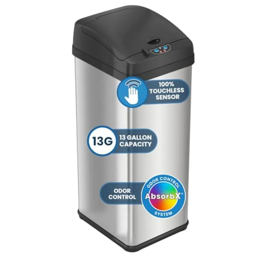 50 L Touchless Sensor Kitchen Trash Can with Lid Lock and AbsorbX Odor Filter Stainless Steel Recycling Bin for Kitchen Home Of
50 L Touchless Sensor Kitchen Trash Can with Lid Lock and AbsorbX Odor Filter Stainless Steel Recycling Bin for Kitchen Home Of