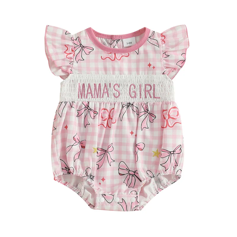 Cathery Kids Baby Girls Summer Rompers Bow Print Plaid Letter Embroidery Smocked Fly Sleeve Infant Jumpsuits for Mother's Day
Cathery Kids Baby Girls Summer Rompers Bow Print Plaid Letter Embroidery Smocked Fly Sleeve Infant Jumpsuits for Mother's Day