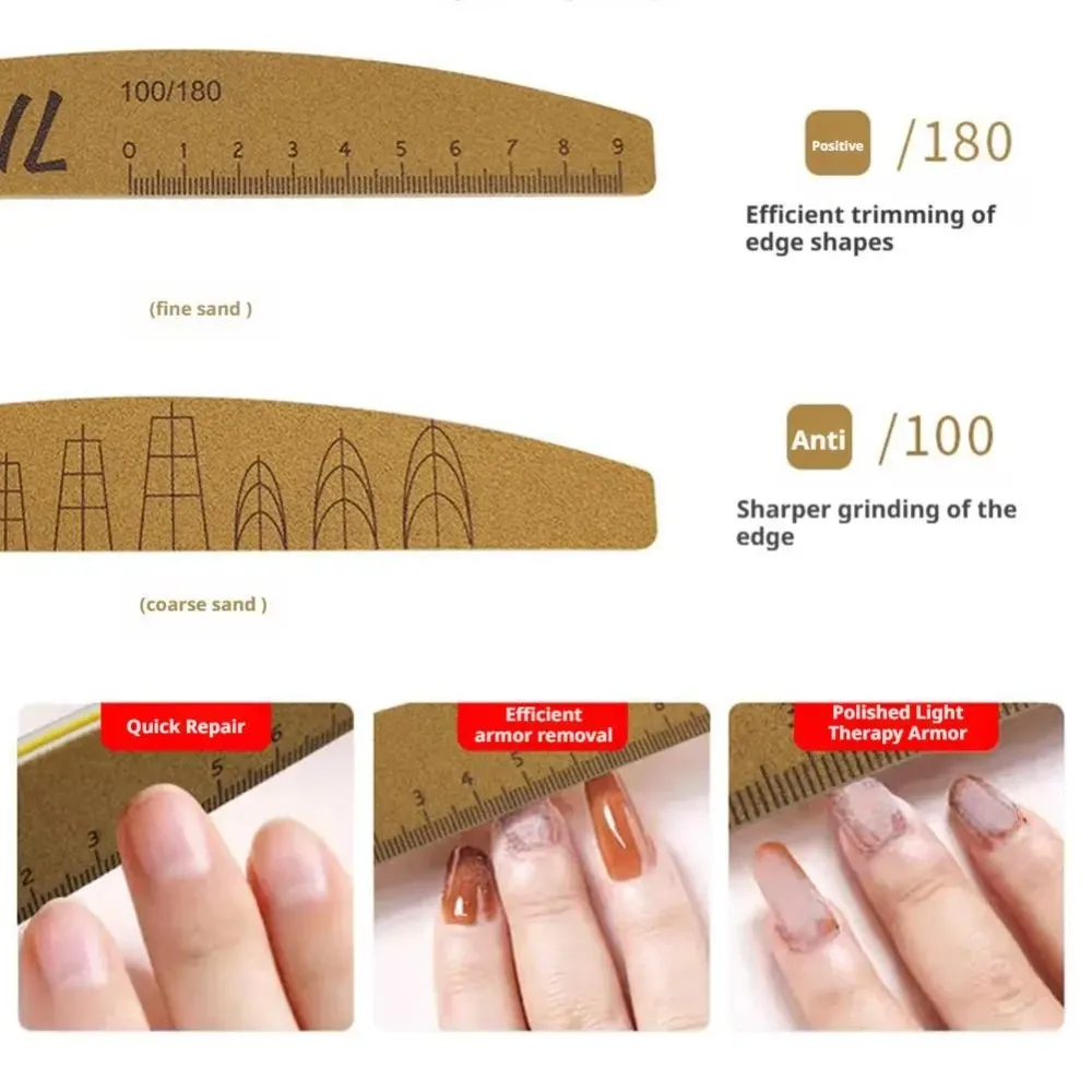 5pcs/set New Reusable Nail Files Washable Dual-sided Nail Sanding Tools Professional with Ruler Manicure Tools For Manicure
