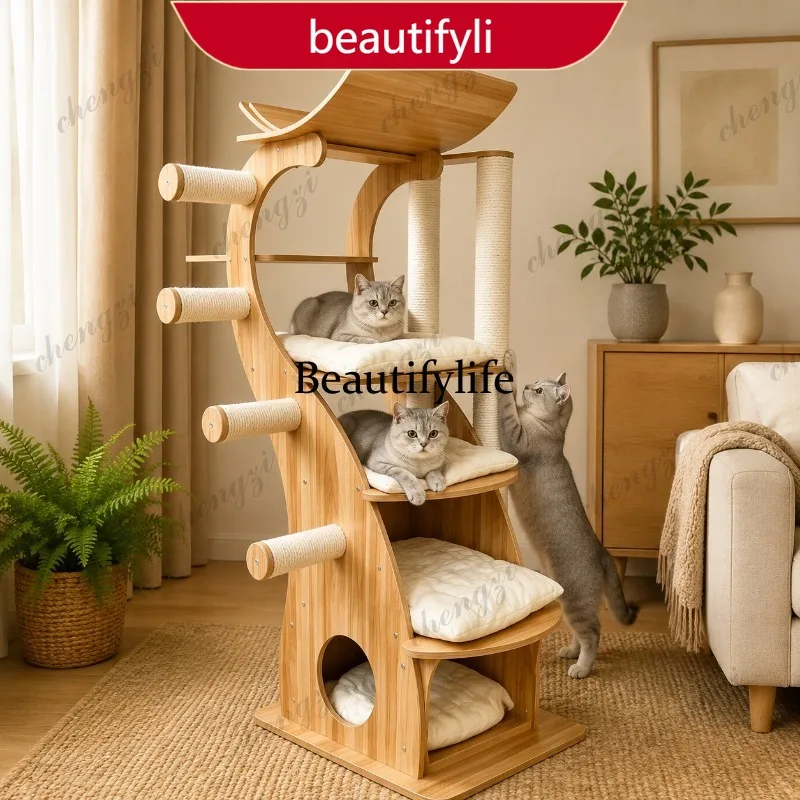 X188 Cat Climbing Frame Luxury Solid Wood Cat Frame Ladder Climbing Scratching Post Multi-layer Pet Rack
X188 Cat Climbing Frame Luxury Solid Wood Cat Frame Ladder Climbing Scratching Post Multi-layer Pet Rack