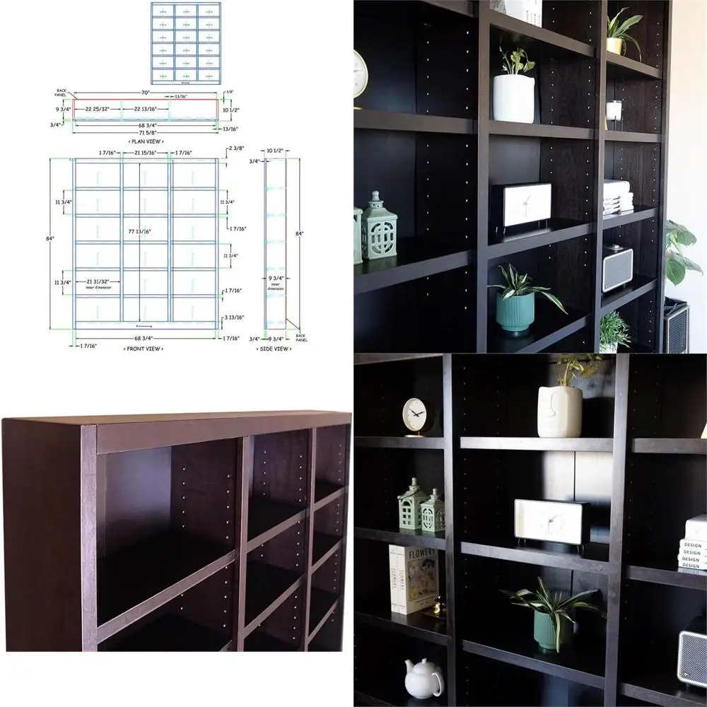 BOWERY HILL 84" Tall Triple Wide Wood Bookcase, Chlate inish, 18 Shelves, Solid Wood Veneer, Adjustable Storage, Durable Design
BOWERY HILL 84" Tall Triple Wide Wood Bookcase, Chlate inish, 18 Shelves, Solid Wood Veneer, Adjustable Storage, Durable Design
