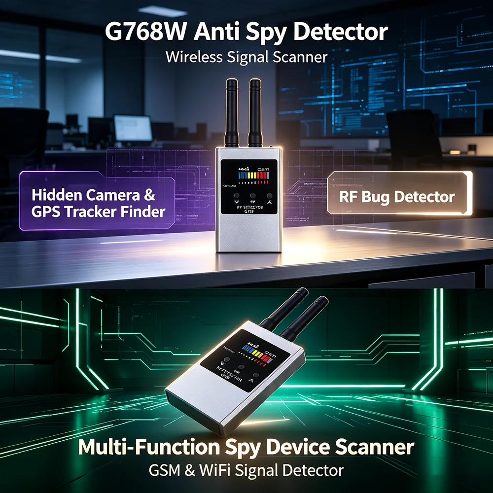 G768W Anti Spy Detector, Hidden Camera RF Scanner & GPS GSM Magnetic Bug Finder
G768W Anti Spy Detector, Hidden Camera RF Scanner & GPS GSM Magnetic Bug Finder